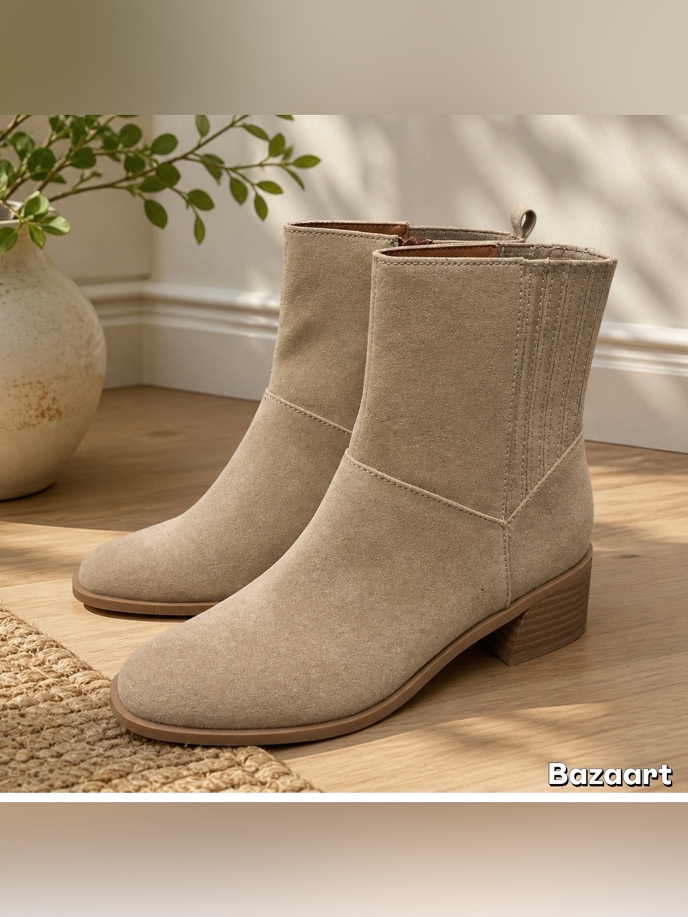 Sz 9 Universal Threads Crown Vintage Ryder Suede Booties In Taupe - Picture 2 of 6